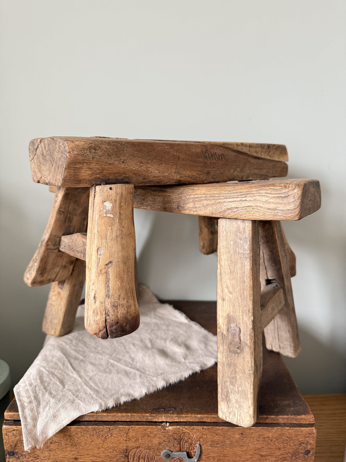 Small Vintage Elmwood Stools