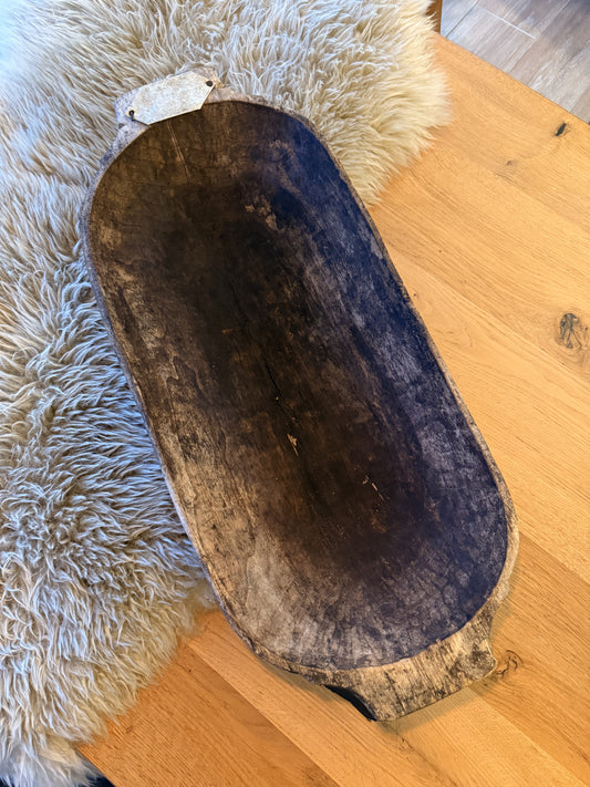 Large Wooden Antique Dough Bowl