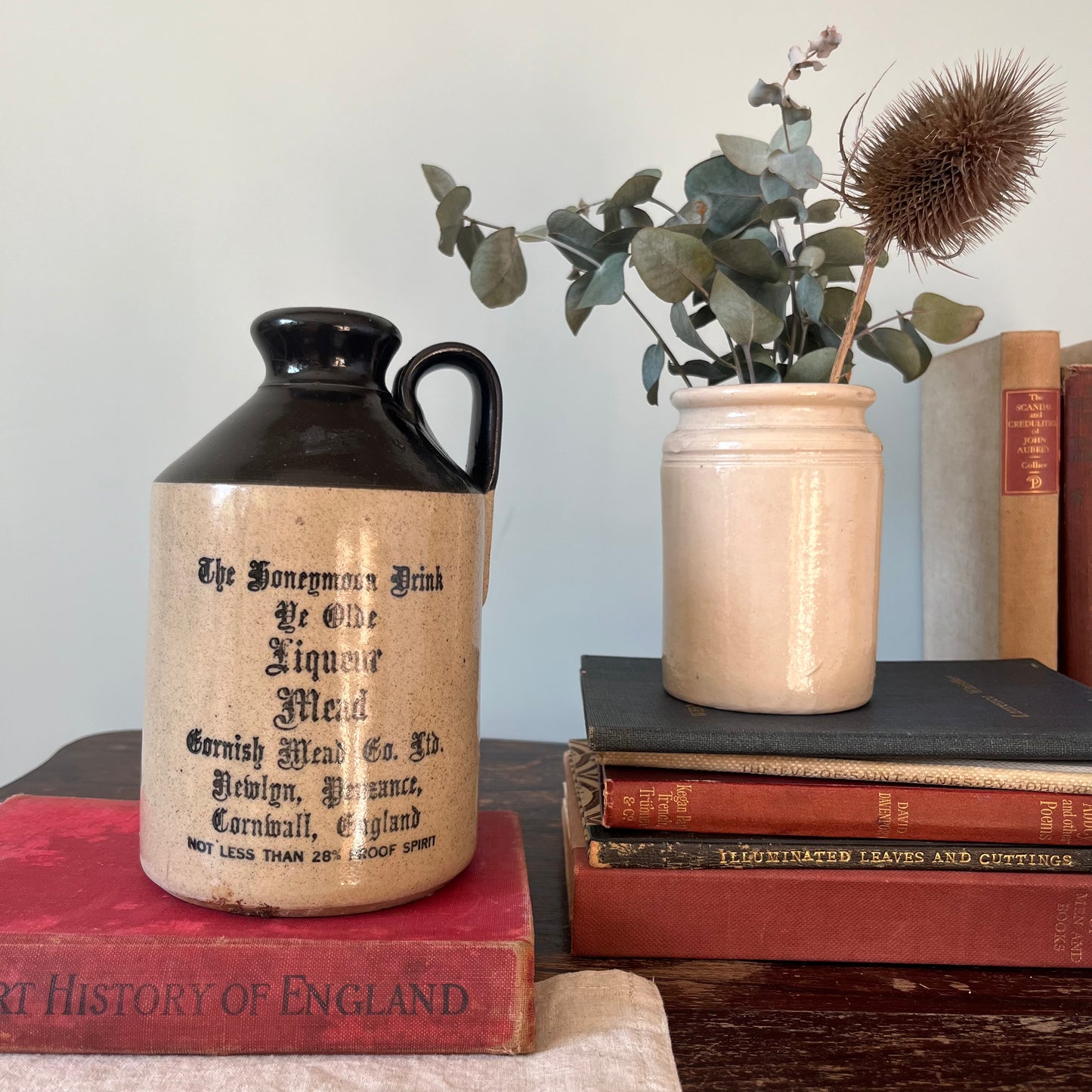 Vintage The Honeymoon Drink Two Tone Glaze Stoneware Flagon Bottle