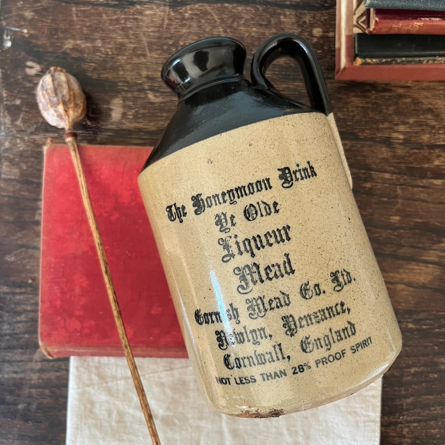 Vintage The Honeymoon Drink Two Tone Glaze Stoneware Flagon Bottle