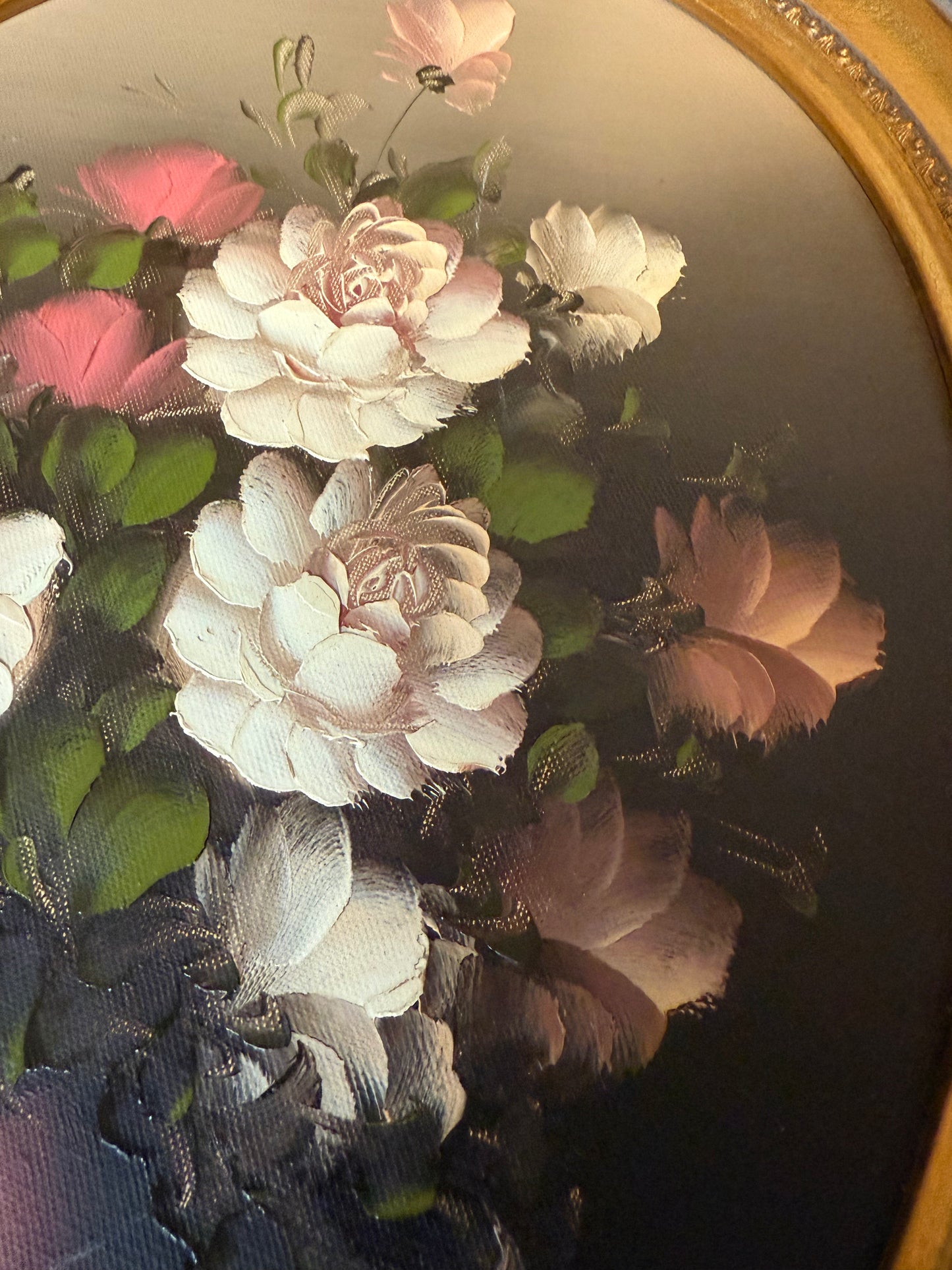 Vintage Oval Flower Still Life Blush