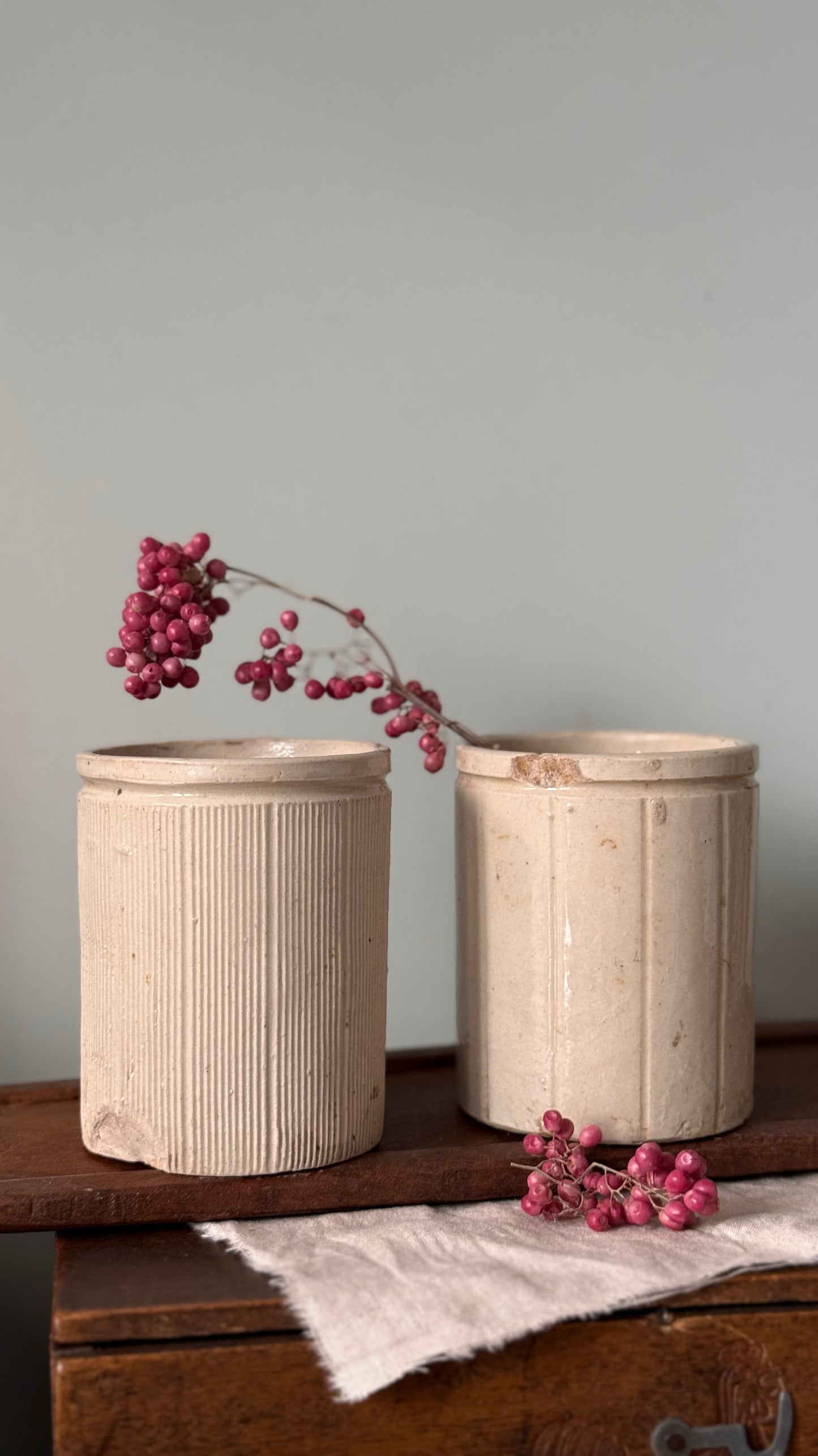 Victorian Stoneware Jam Jars - Chipped