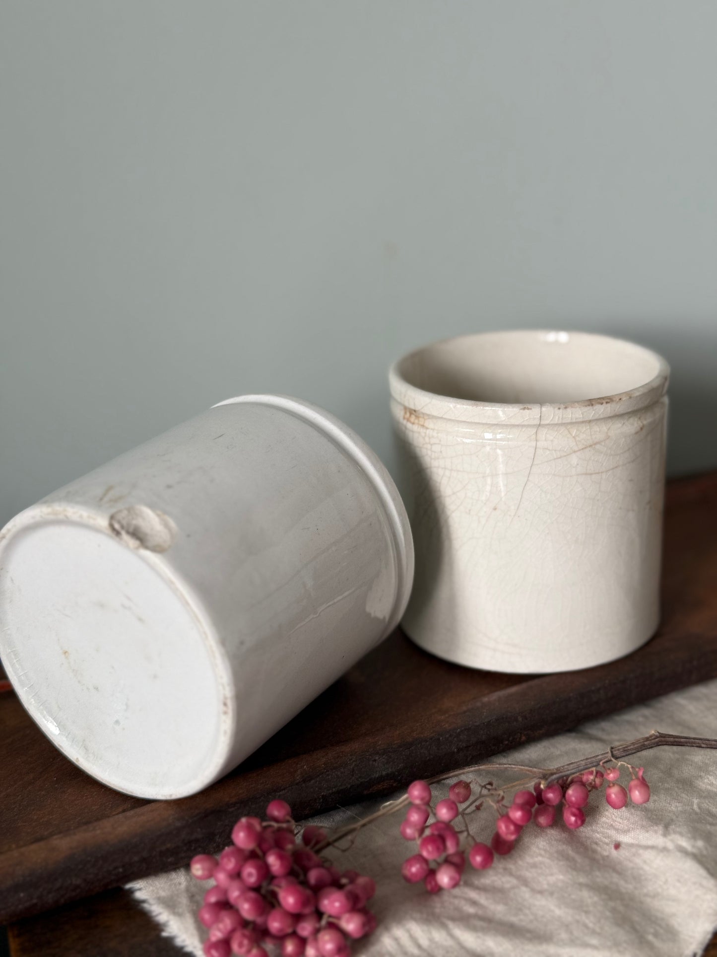 Antique Kitchen Pots - white