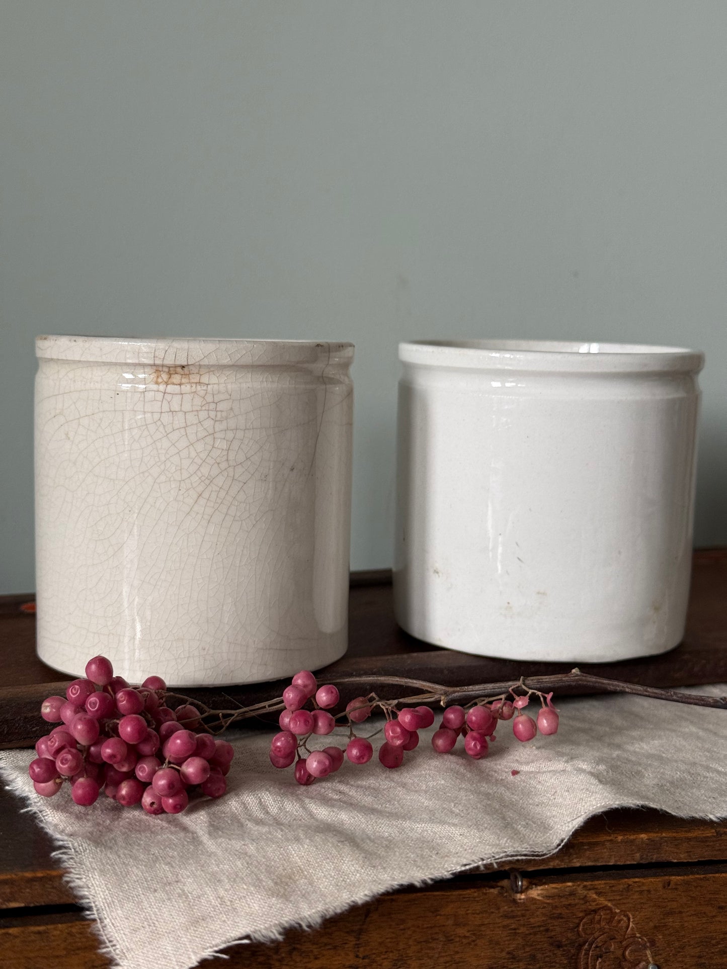 Antique Kitchen Pots - white