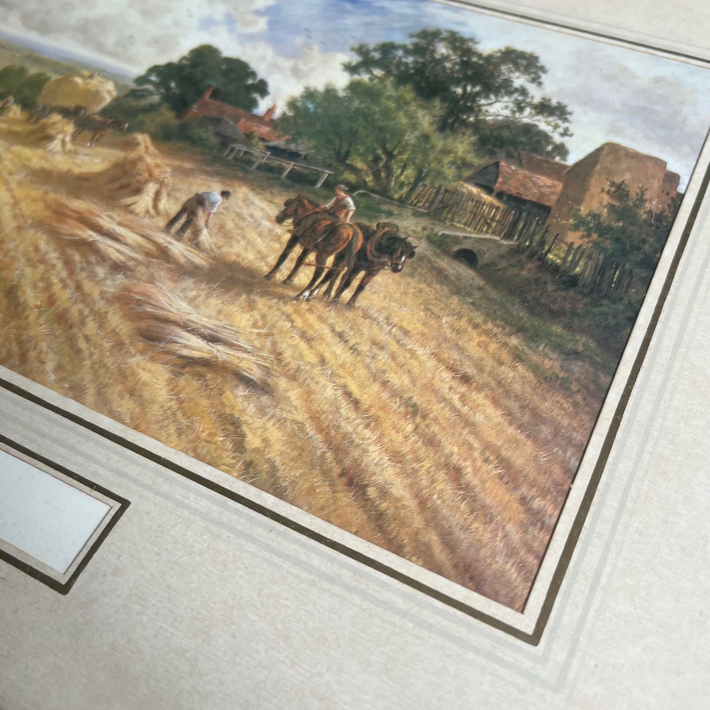 Framed Victorian Farming Landscape Print, Harvesting by Henry H Parker - Framed