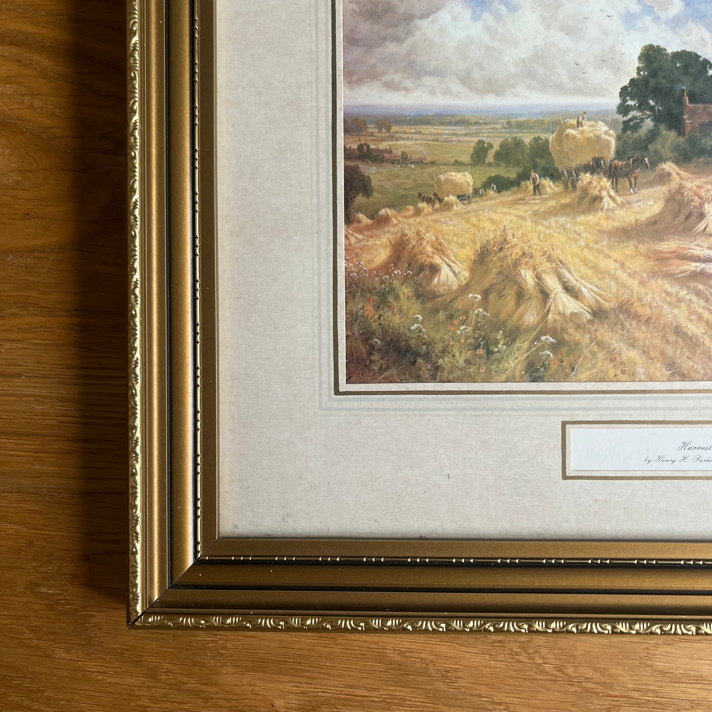 Framed Victorian Farming Landscape Print, Harvesting by Henry H Parker - Framed