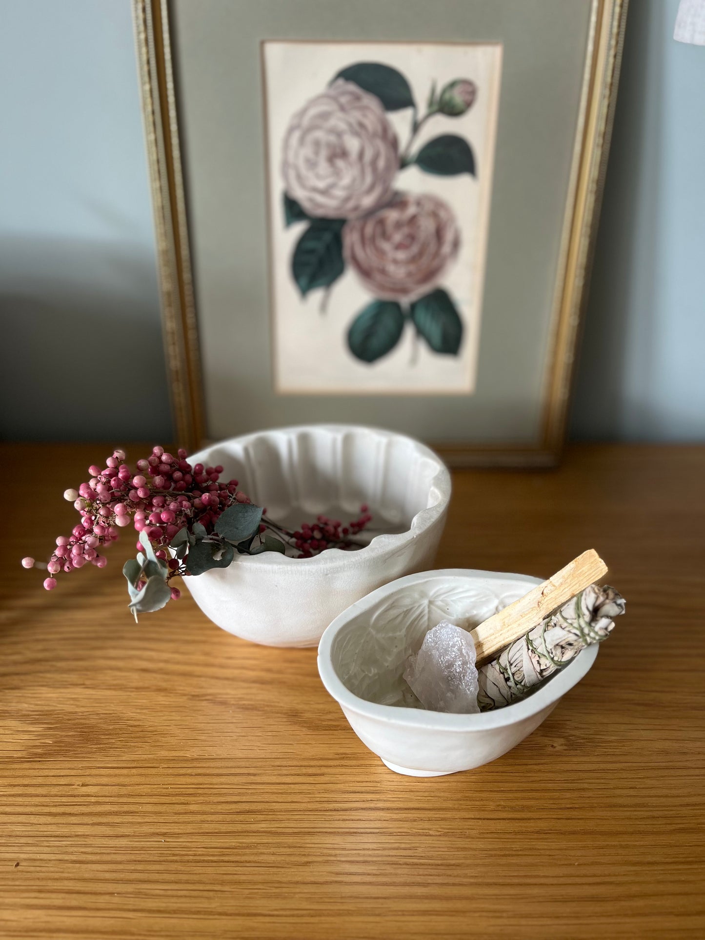 Antique Ceramic Jelly Mould with Decorative Pepper Berries