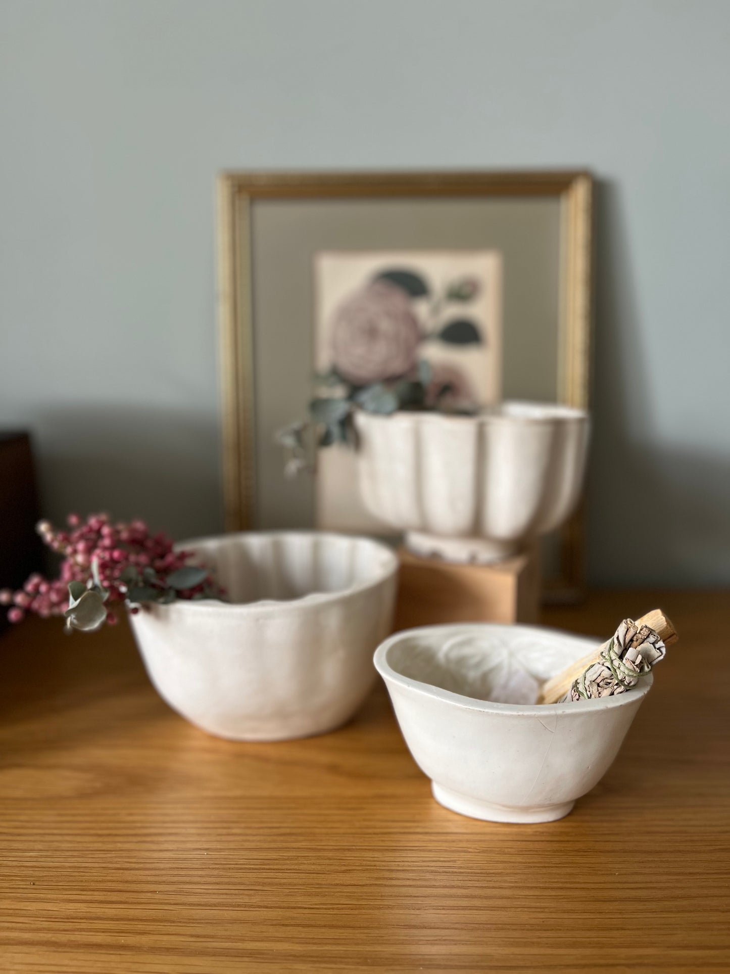 Antique Ceramic Jelly Mould with Decorative Pepper Berries