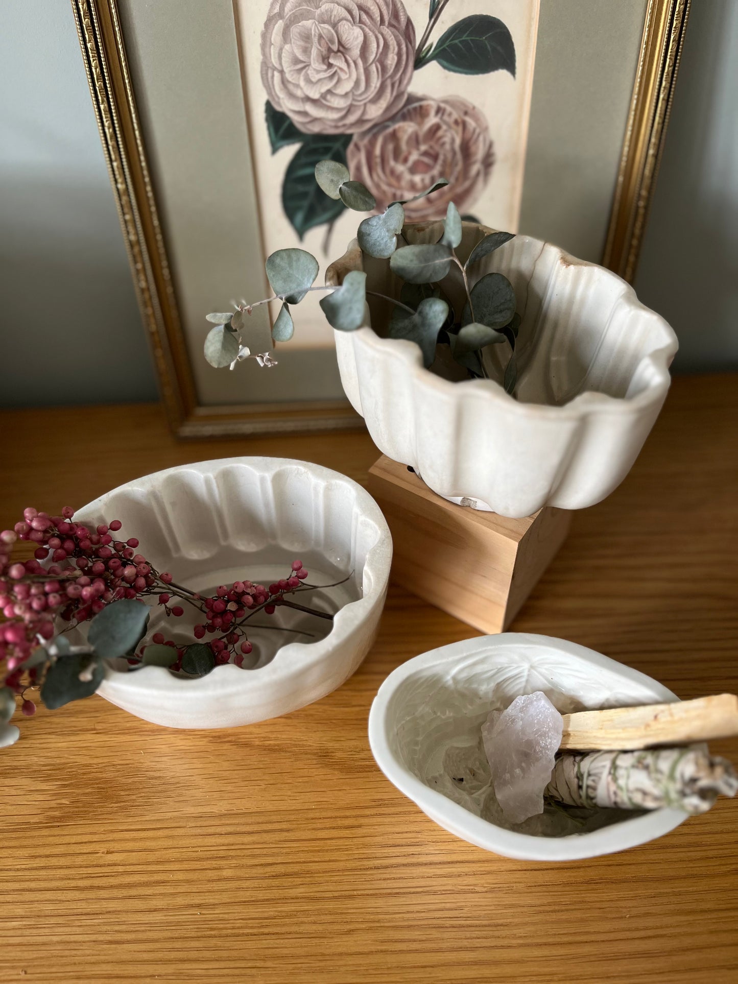 Antique Ceramic Jelly Mould with Decorative Pepper Berries