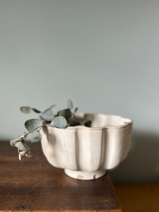 White Ceramic Jelly Mould with Eucalyptus