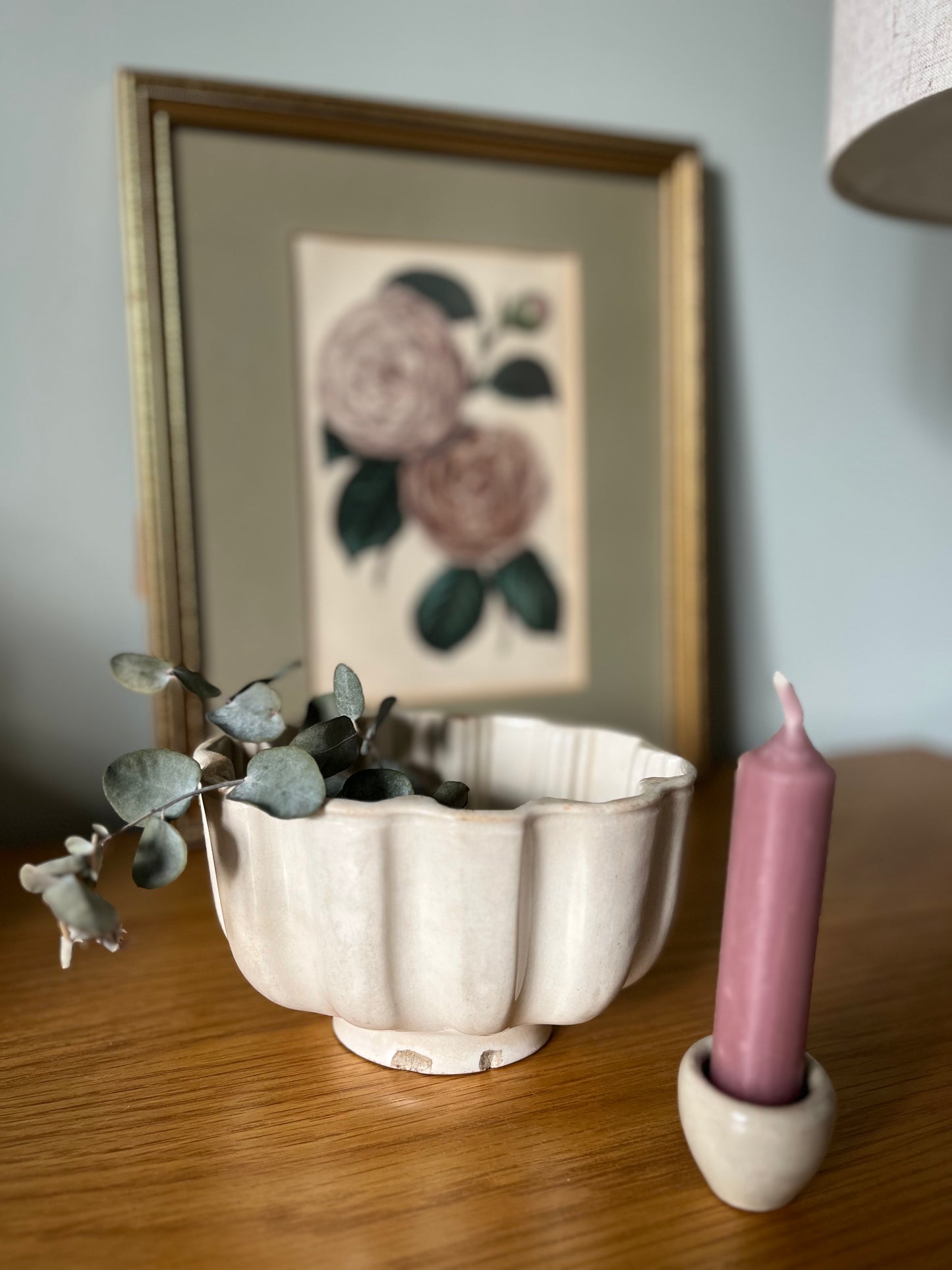 White Ceramic Jelly Mould with Eucalyptus
