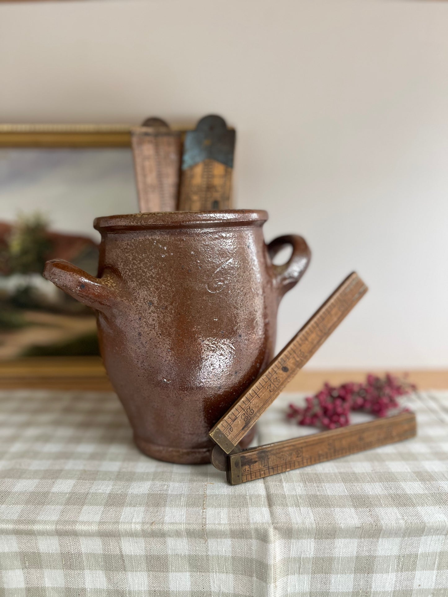 Victorian Brown Confit Pot with Handles (16cm)