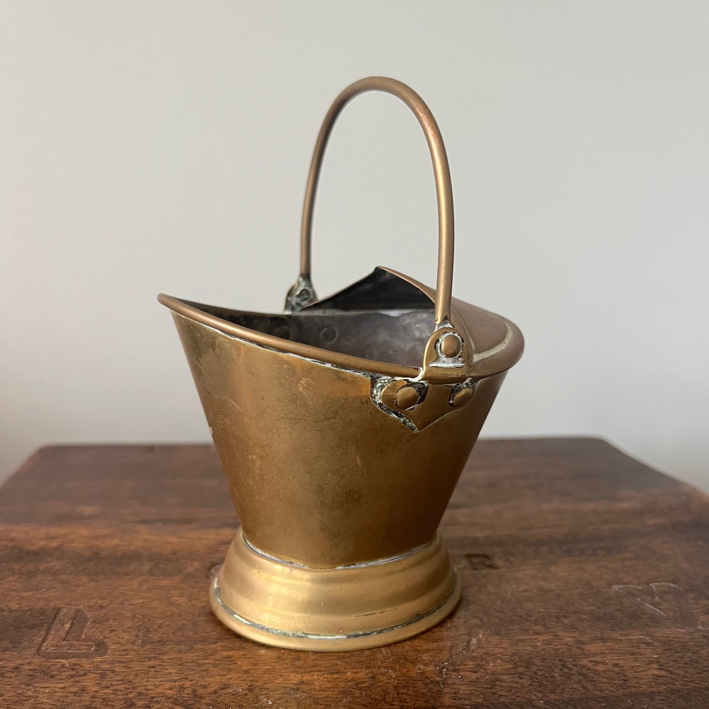 Victorian Miniature Brass Coal Scuttle / Bucket