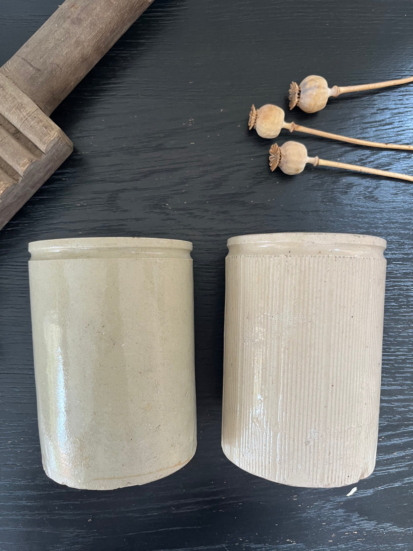Victorian Stoneware Jam Jars Large