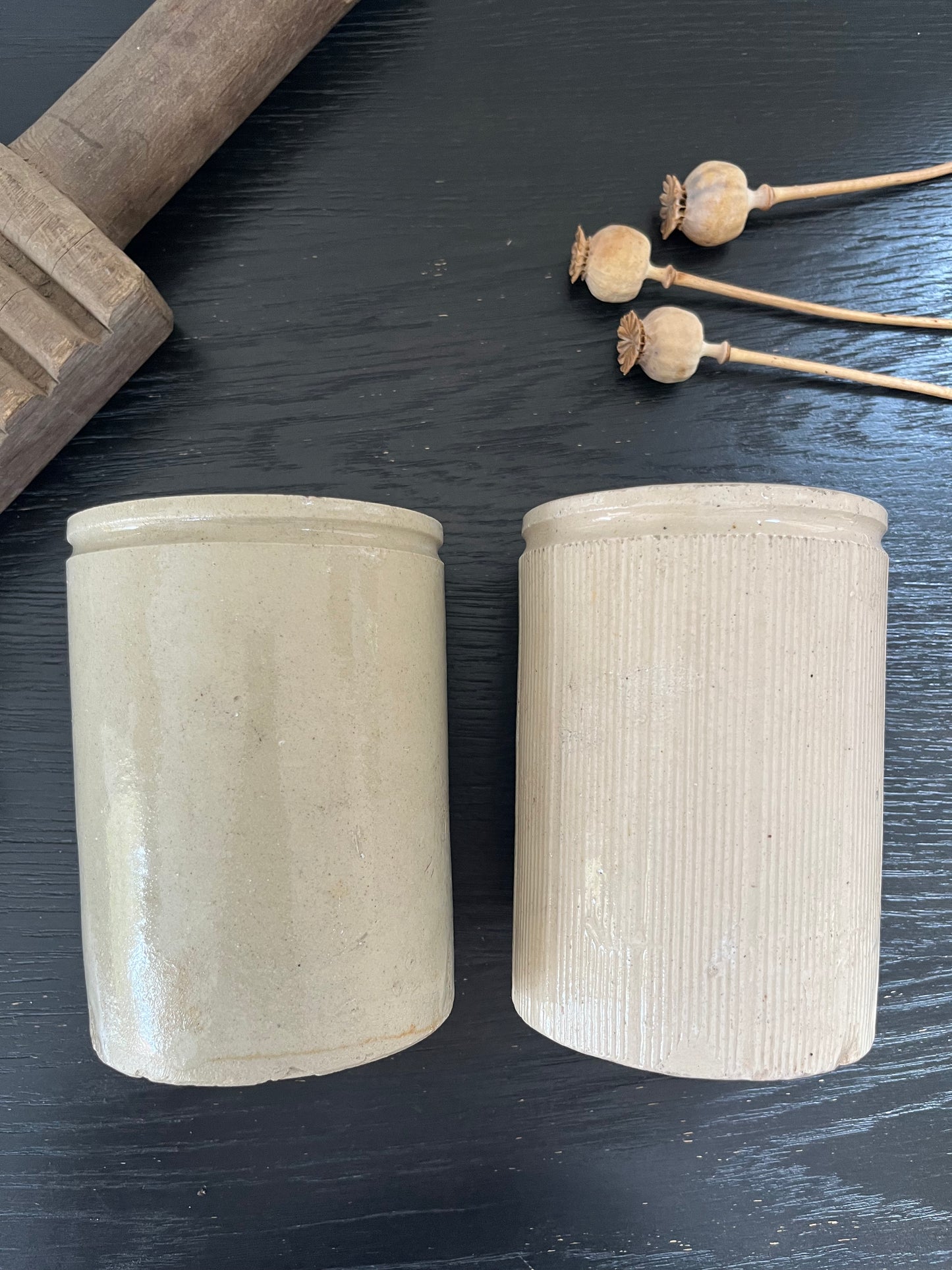 Victorian Stoneware Jam Jars Large