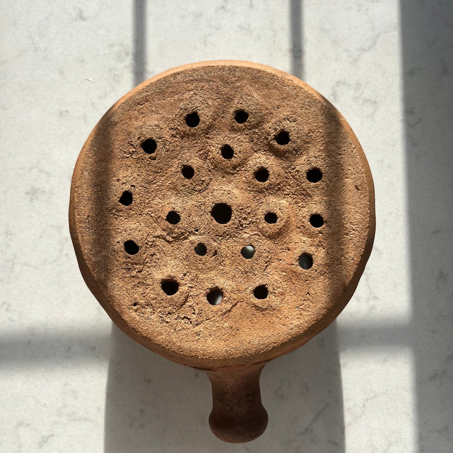 Vintage French Rustic Clay Chestnut Roaster