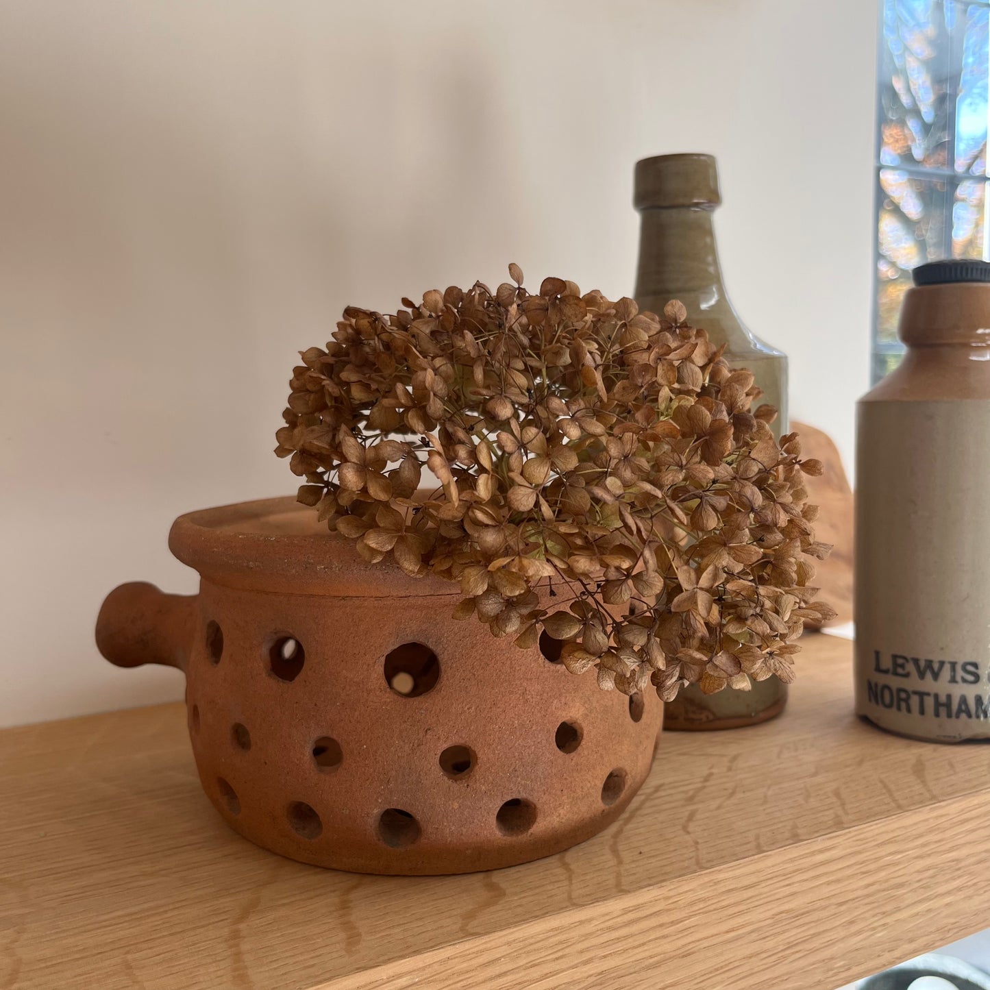 Vintage French Rustic Clay Chestnut Roaster
