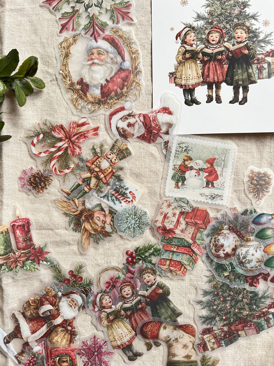 Vintage Christmas Stickers – Red Green Collection