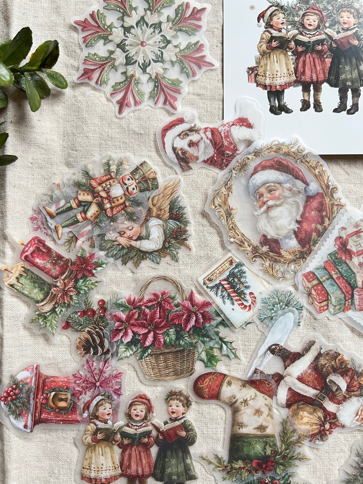 Vintage Christmas Stickers – Red Green Collection