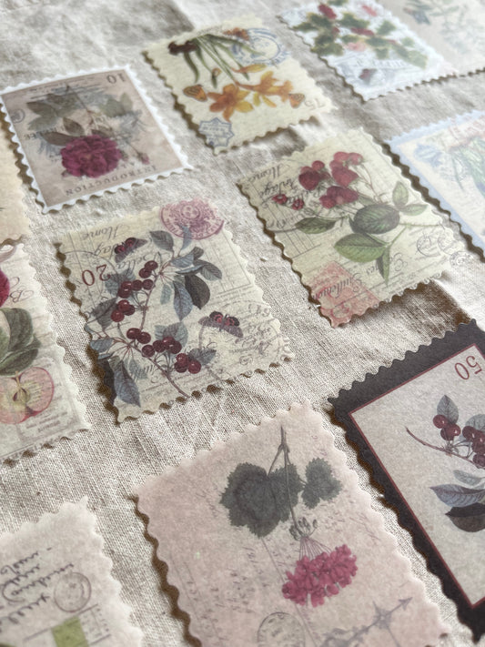 Floral Stamp Stickers – Made from Japanese Paper