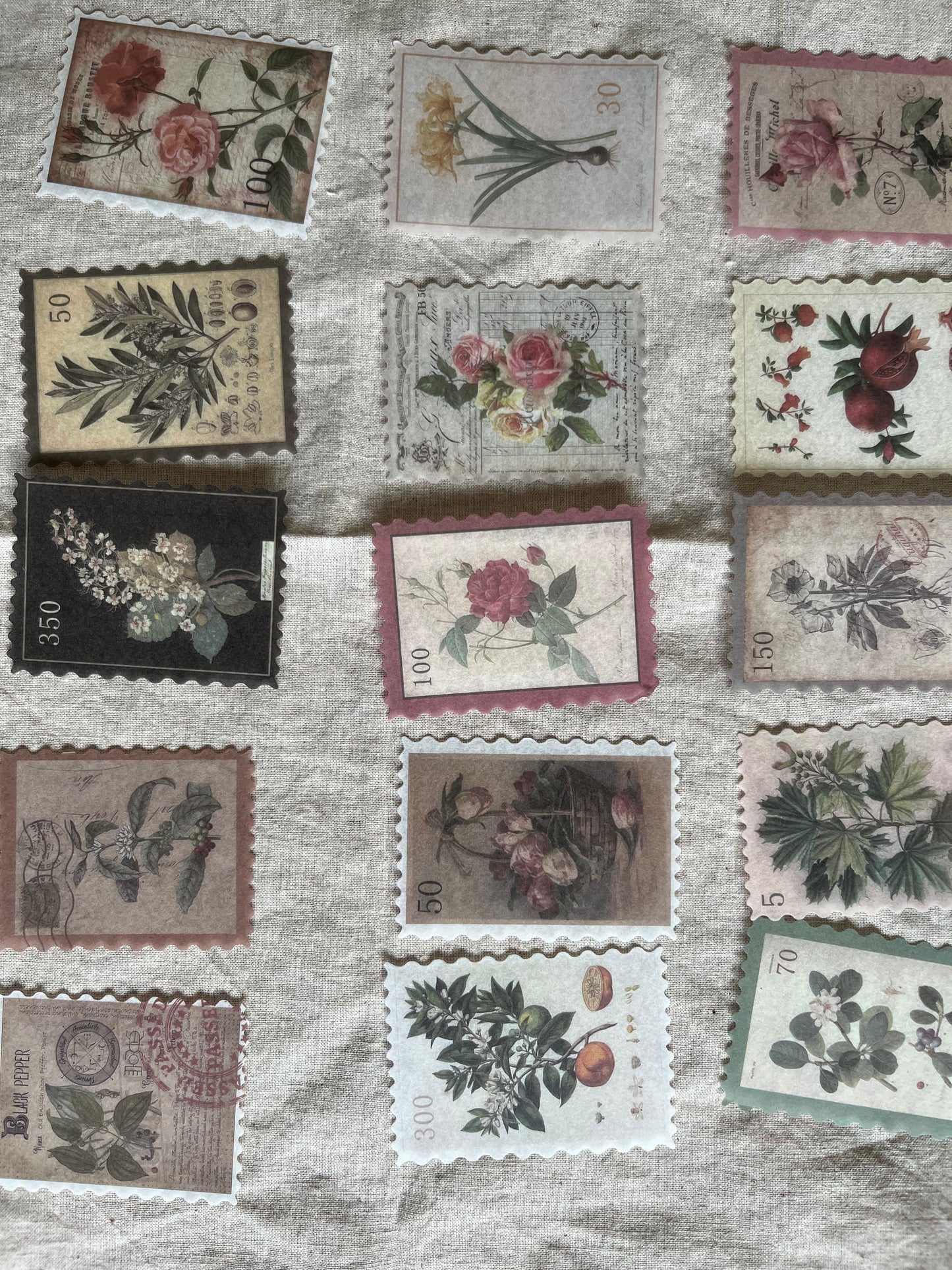 Floral Stamp Stickers – Made from Japanese Paper