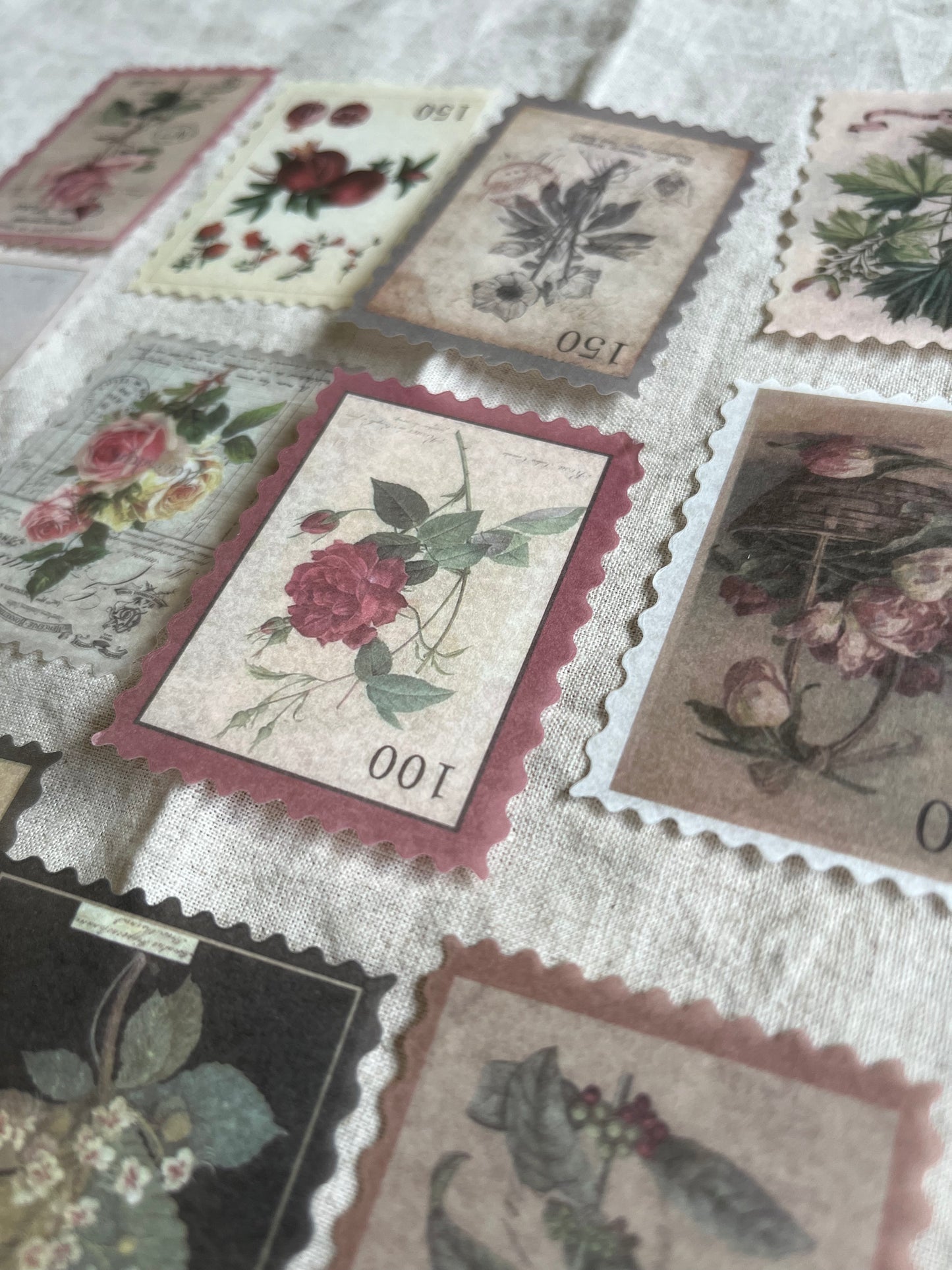 Floral Stamp Stickers – Made from Japanese Paper