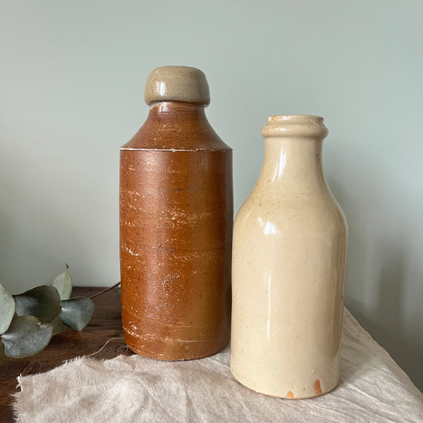 Antique Victorian English Bottles Set - white and brown
