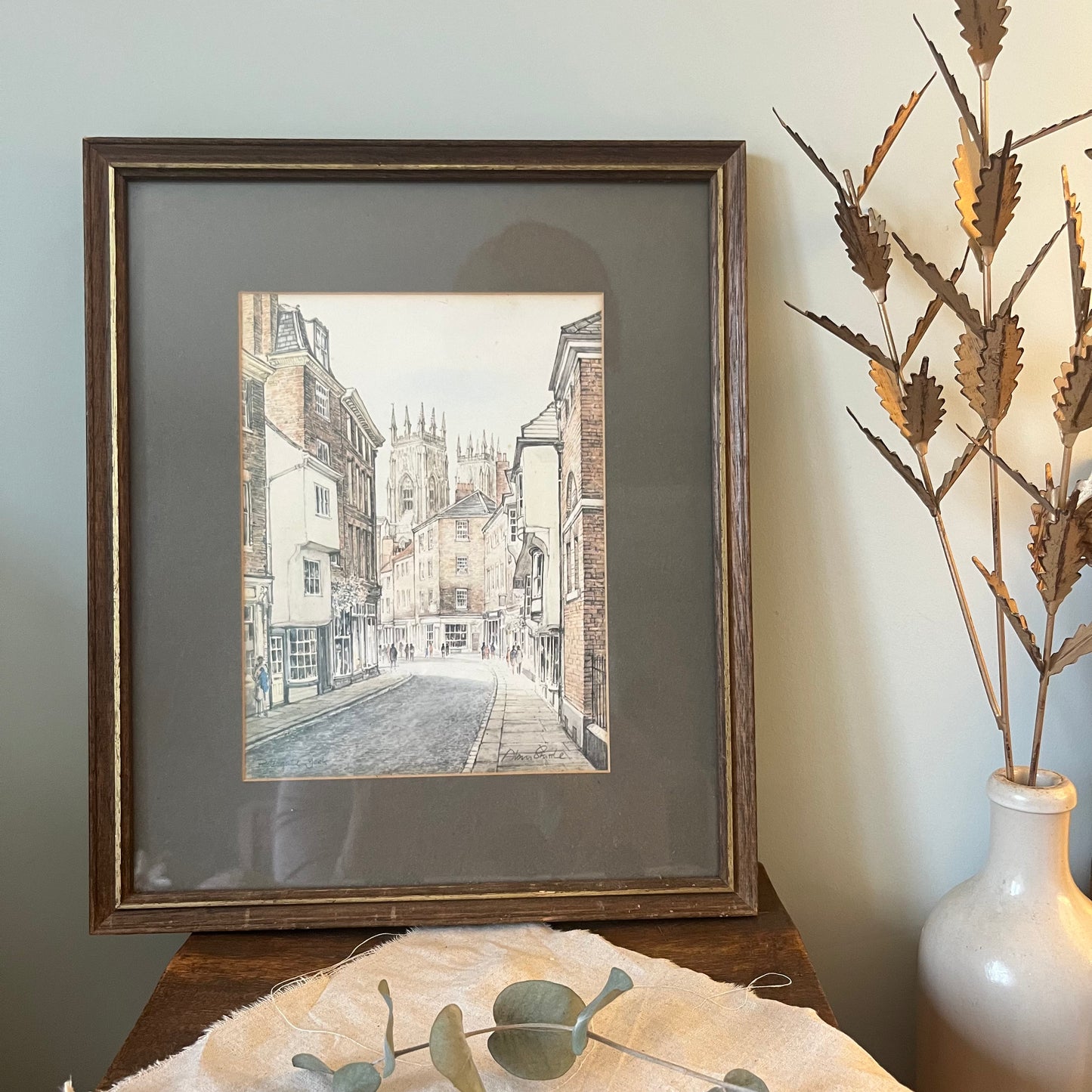 Framed Vintage Print of Petergate, York by Alan Stuttle