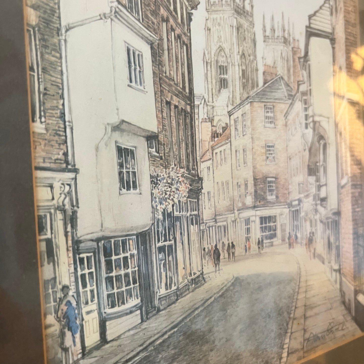 Framed Vintage Print of Petergate, York by Alan Stuttle