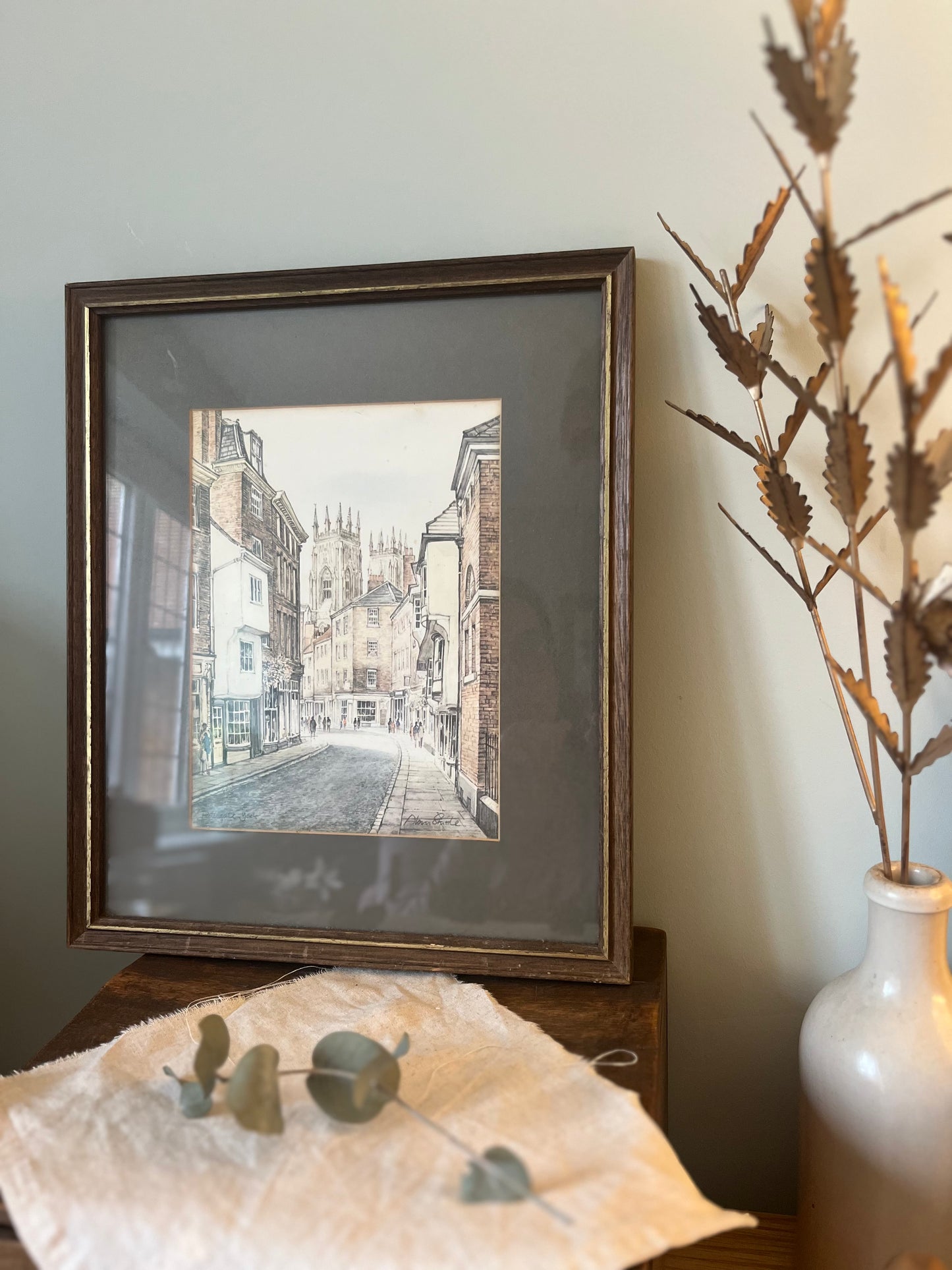 Framed Vintage Print of Petergate, York by Alan Stuttle