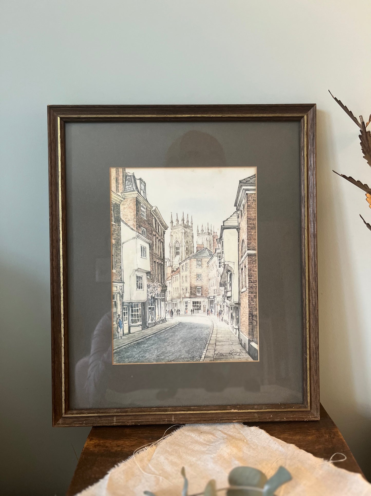 Framed Vintage Print of Petergate, York by Alan Stuttle