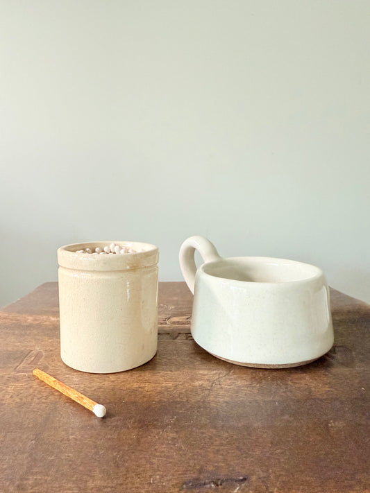 Tea Light Cup and Match Pot Gift set white