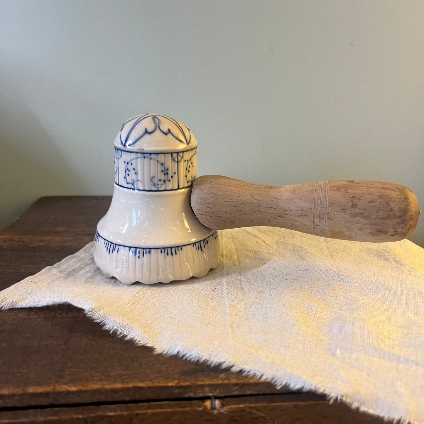 Antique Meat Tenderizer – Blue & White