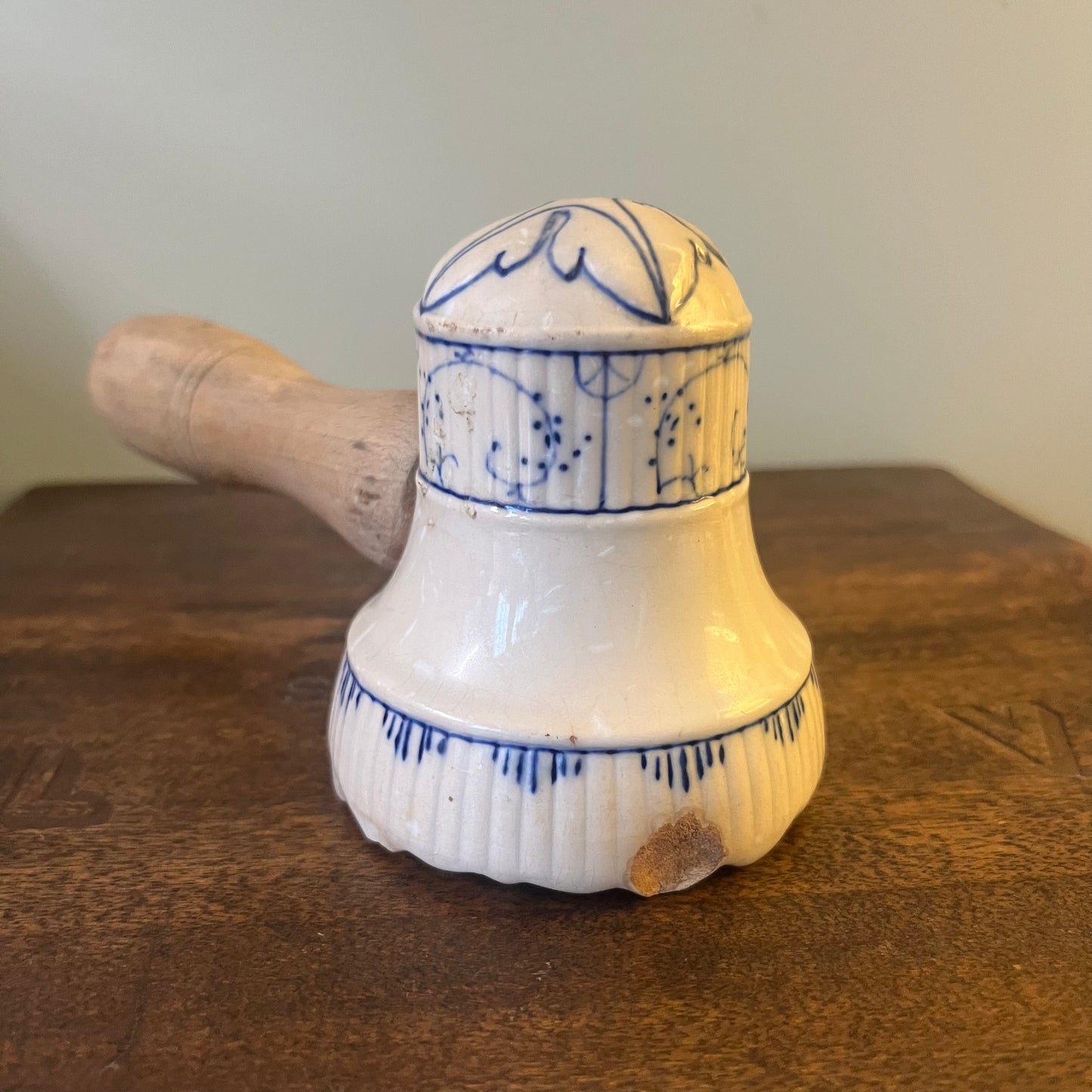Antique Meat Tenderizer – Blue & White