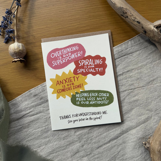 Overthinking & Spiraling Greeting Card