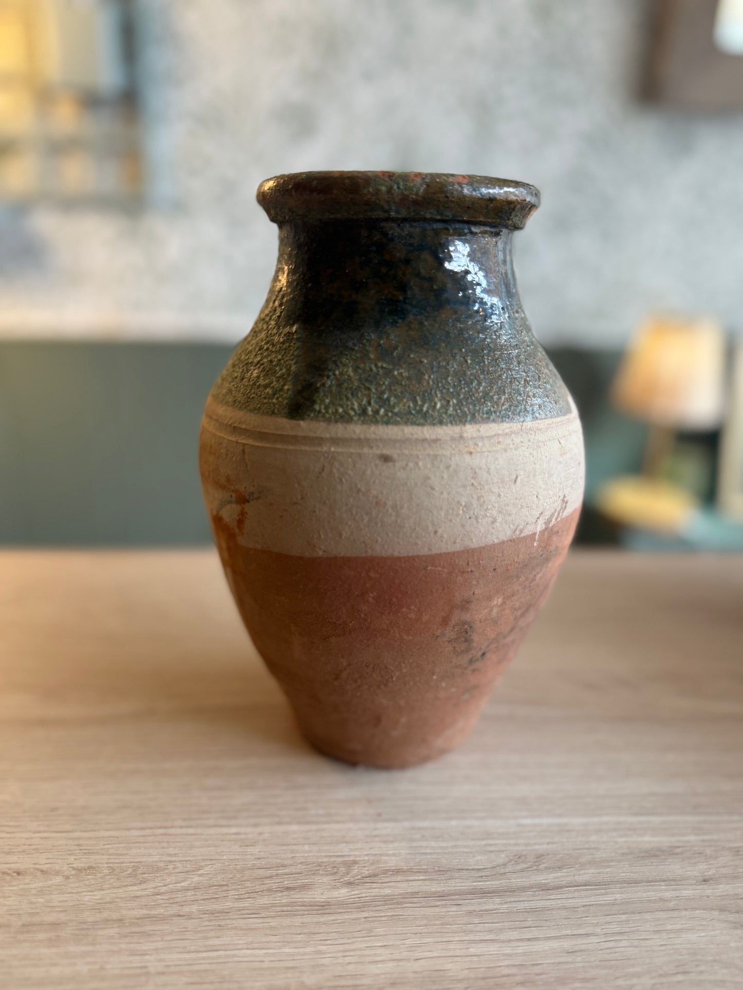 Handcrafted Terracotta Vessel with Green Glaze