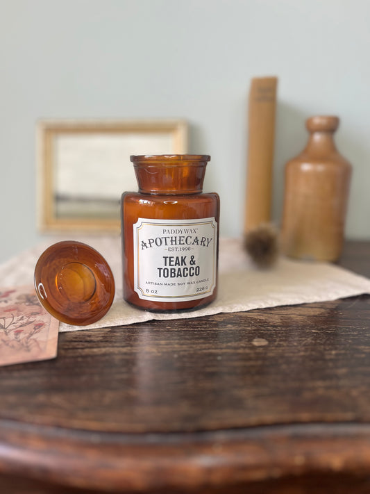 Apothecary Glass Jar Candle - Teak & Tobacco
