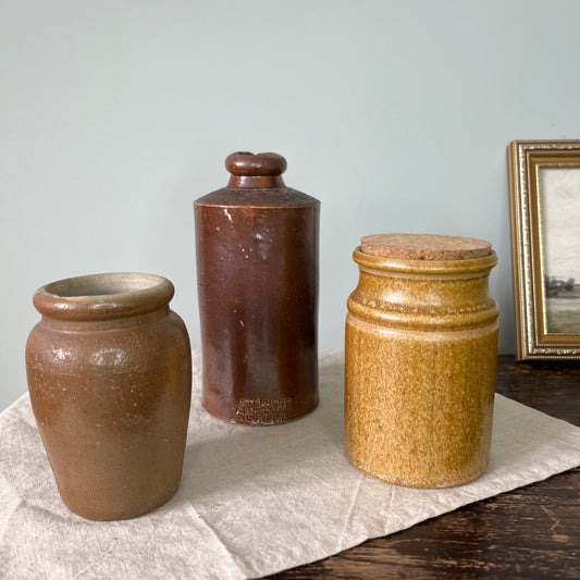 Charming Stone Pot, Vase, and Antique Bottle Set