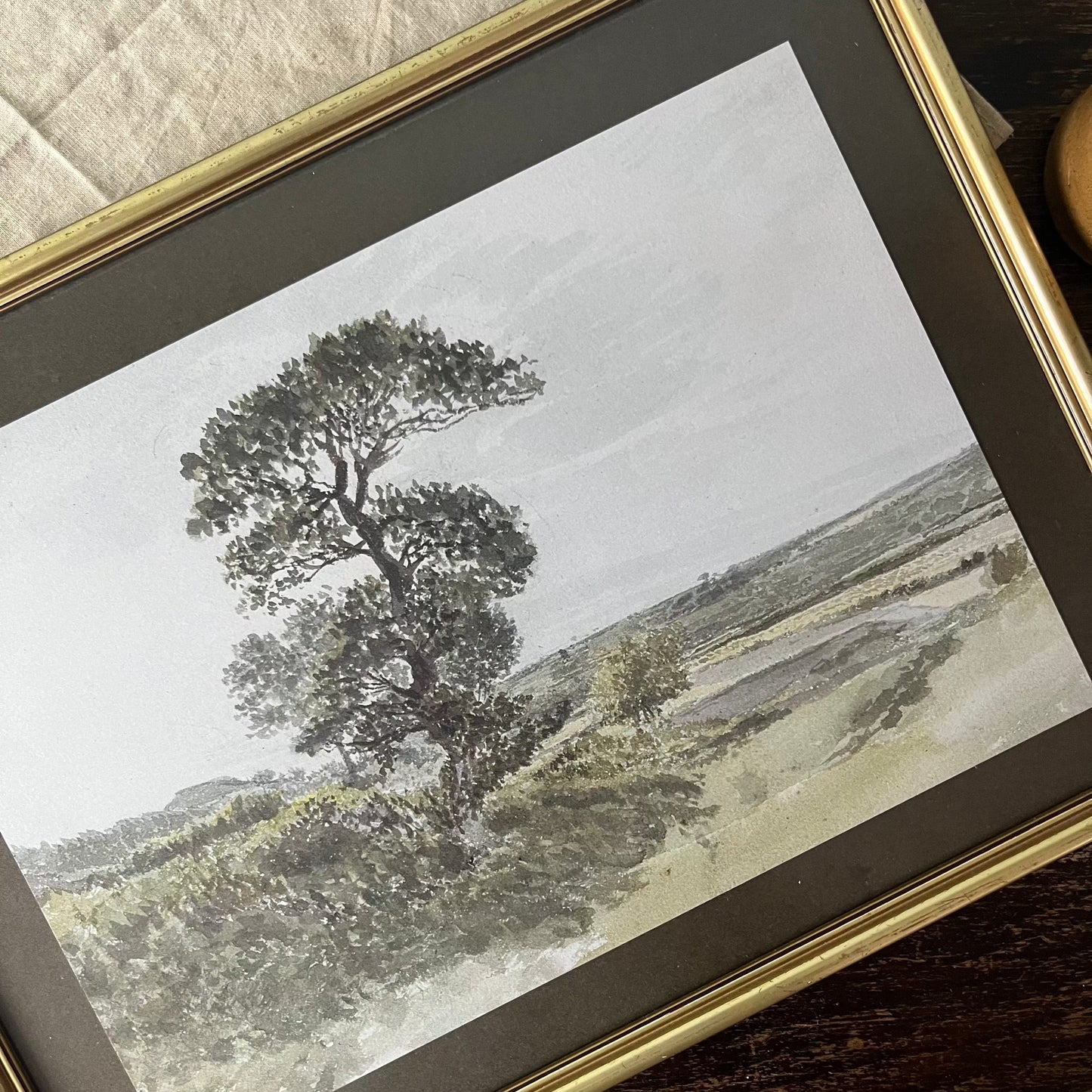 Vintage Landscape with a Tree Framed - 2