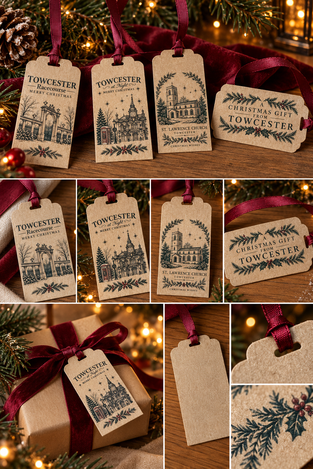 Towcester Christmas Gift Tags – Set of 4 | Vintage Inspired