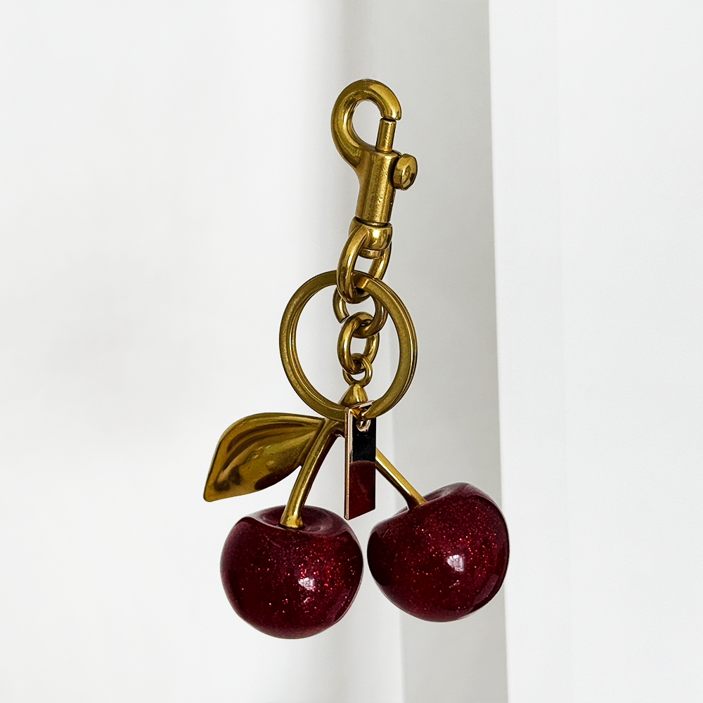 Cherry Bag Charm - Gold