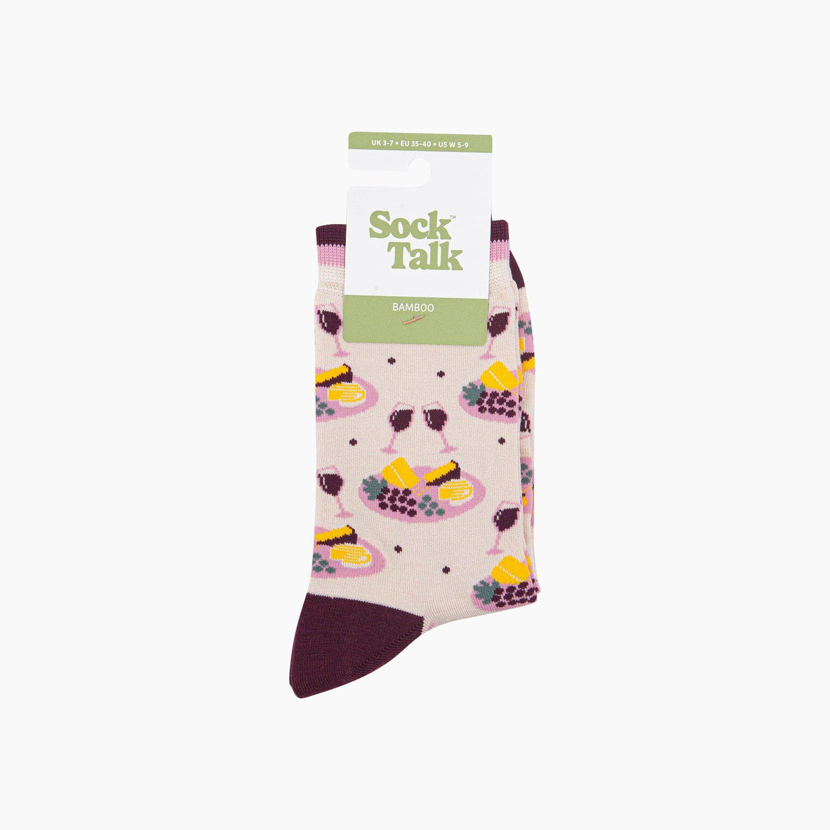 Cheese & Wine Women's Bamboo Socks in Cream