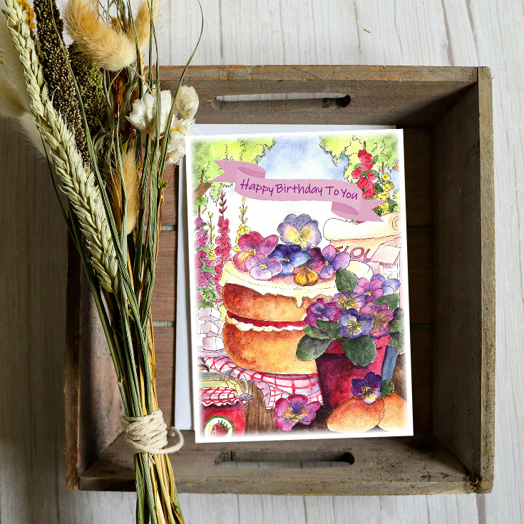 Pansy & Strawberry Cake Birthday Recipe Card - Pansy seeds