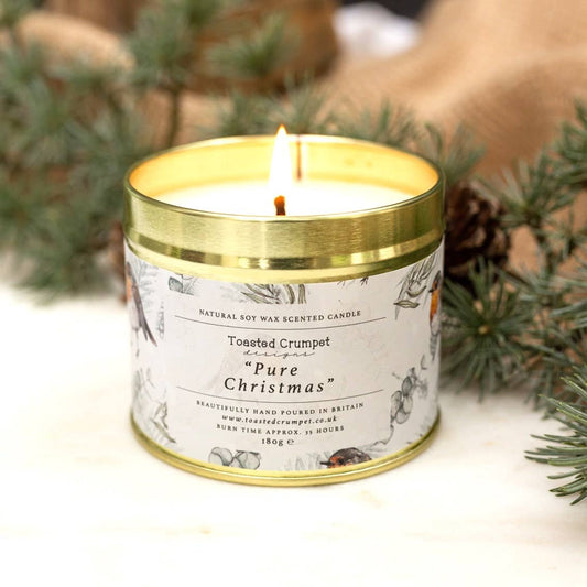 Pure Christmas – Robin & Eucalyptus Candle in Matt Gold Tin