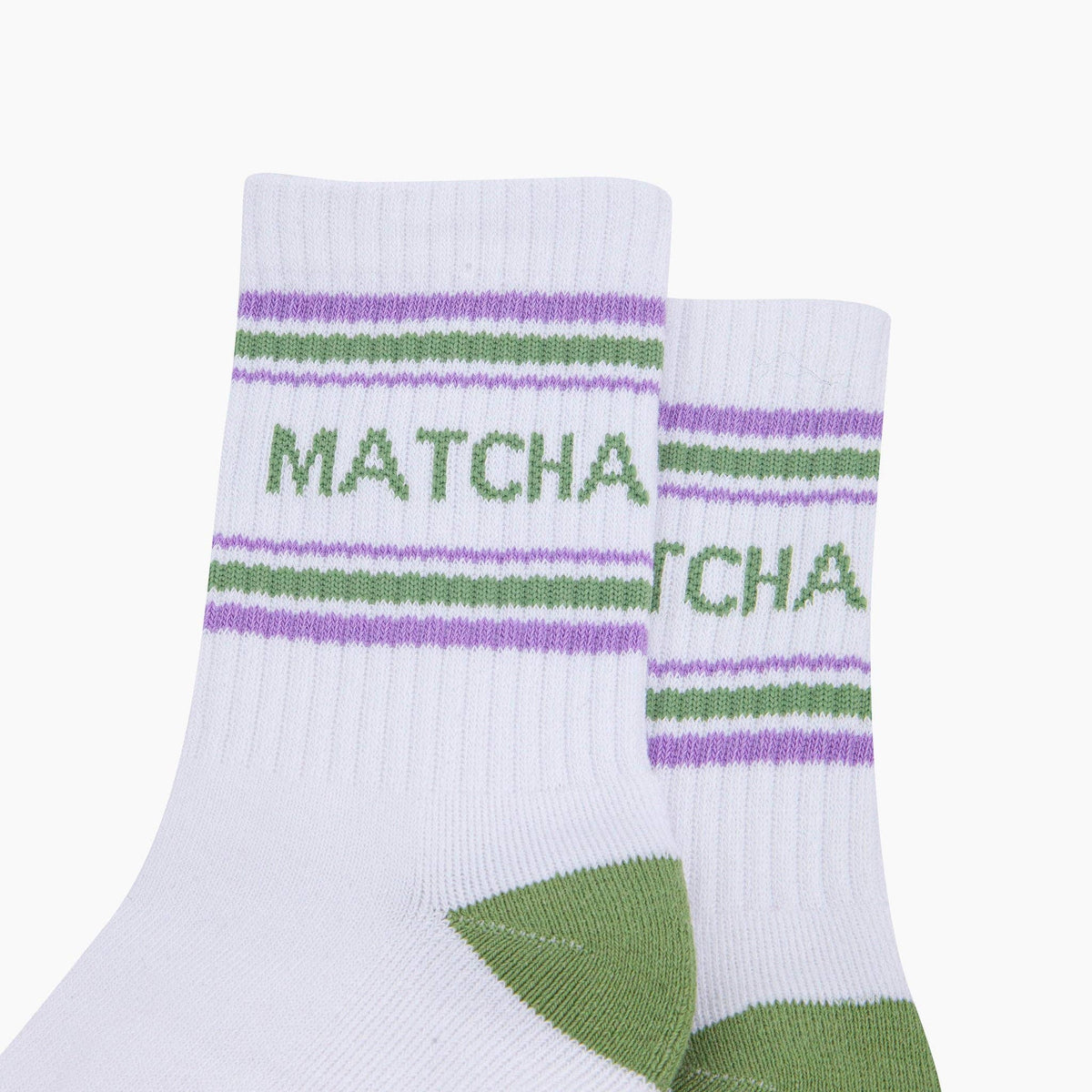 Matcha Organic Cotton Sports Socks in White/Green