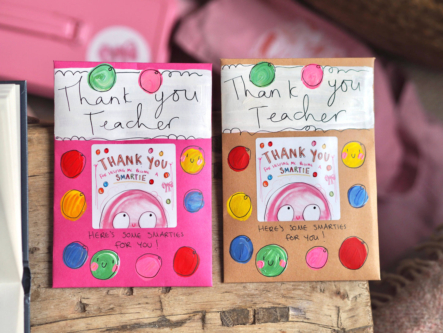 ‘Thank You For Making Me A Smartie’ Hand Painted Envelope