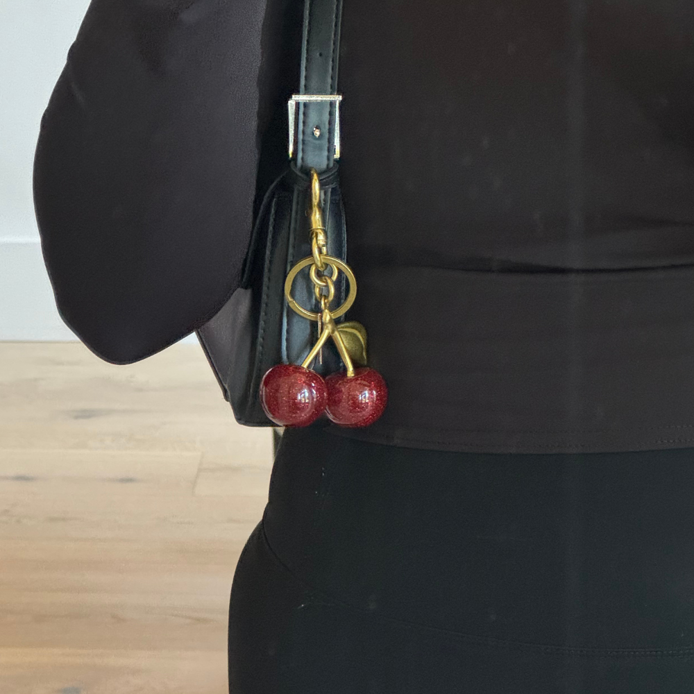 Cherry Bag Charm - Gold