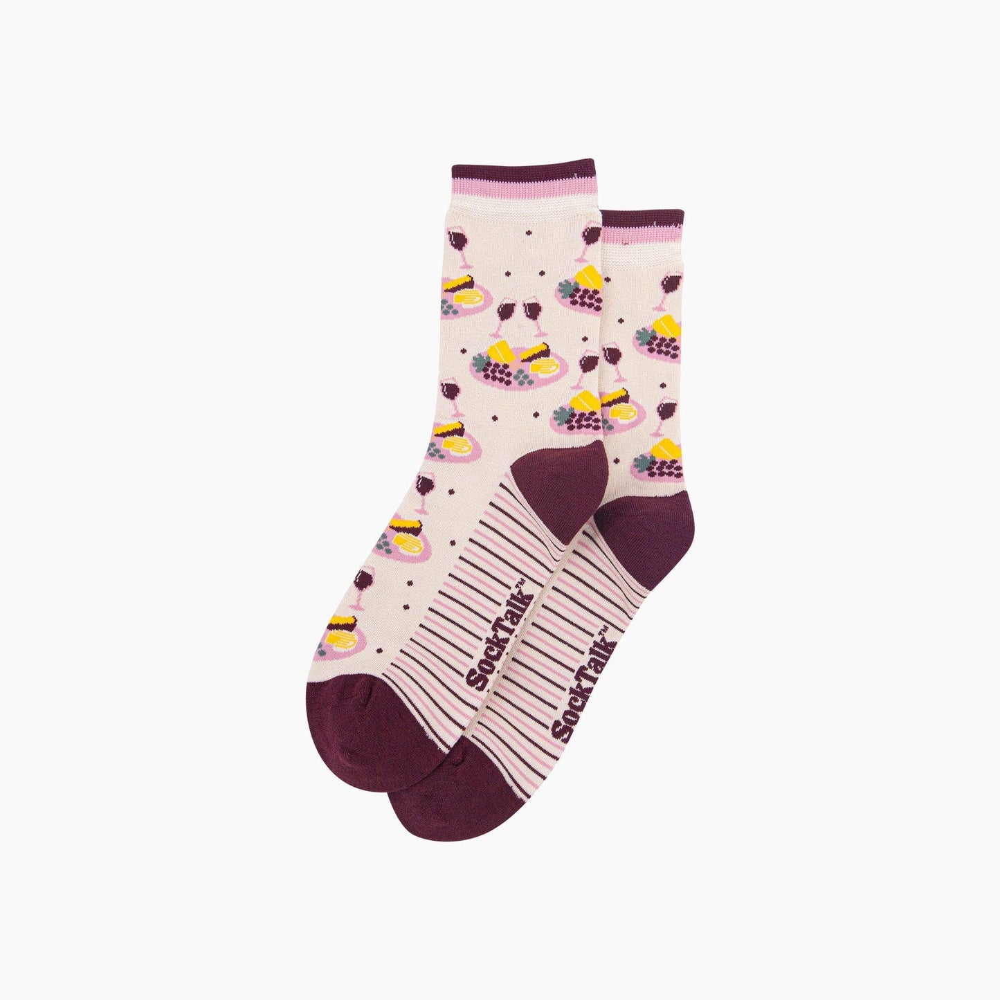 Cheese & Wine Women's Bamboo Socks in Cream